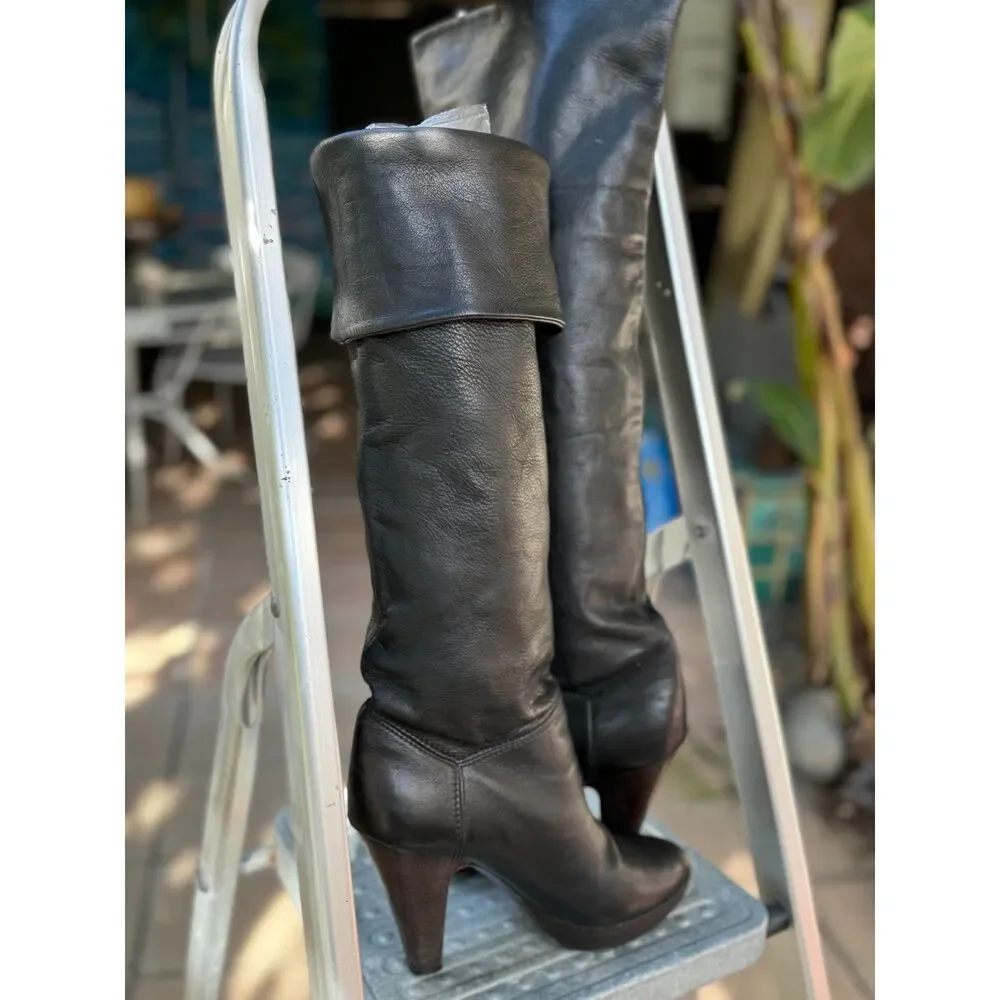L'Autre Chose NY Look Black Leather Over The Knee Tall Boots SZ EU 38 = US 7.5/8 - Picture 6 of 14